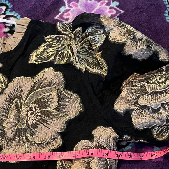 JODIFL Black Beige Gold Shimmering Embroidered Blouse Jacket - Picture 7 of 9